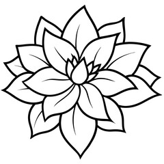 Fototapeta premium A meticulously crafted line art of a delicate flower, showcasing its symmetrical form with each petal and leaf. coloring page illustration
