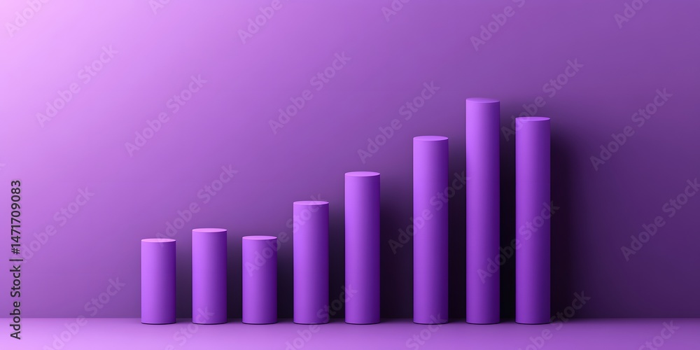 Poster a 3d rendering of a stylized chart illustrating growth and progress against a solid background, show