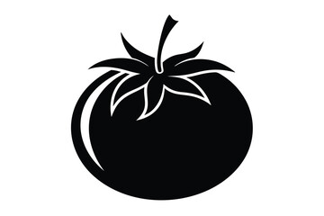 Simple black tomato icon showcases a clean, modern silhouette against a white background