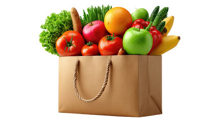 A Bag of Health: A grocery bag overflowing with vibrant fresh produce, representing a healthy lifestyle choice. The diverse selection of fruits, vegetables.
