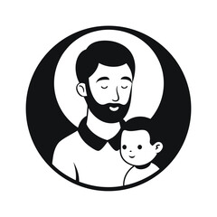 Father and Son Black and White Icon