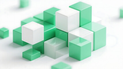 3d green cubes