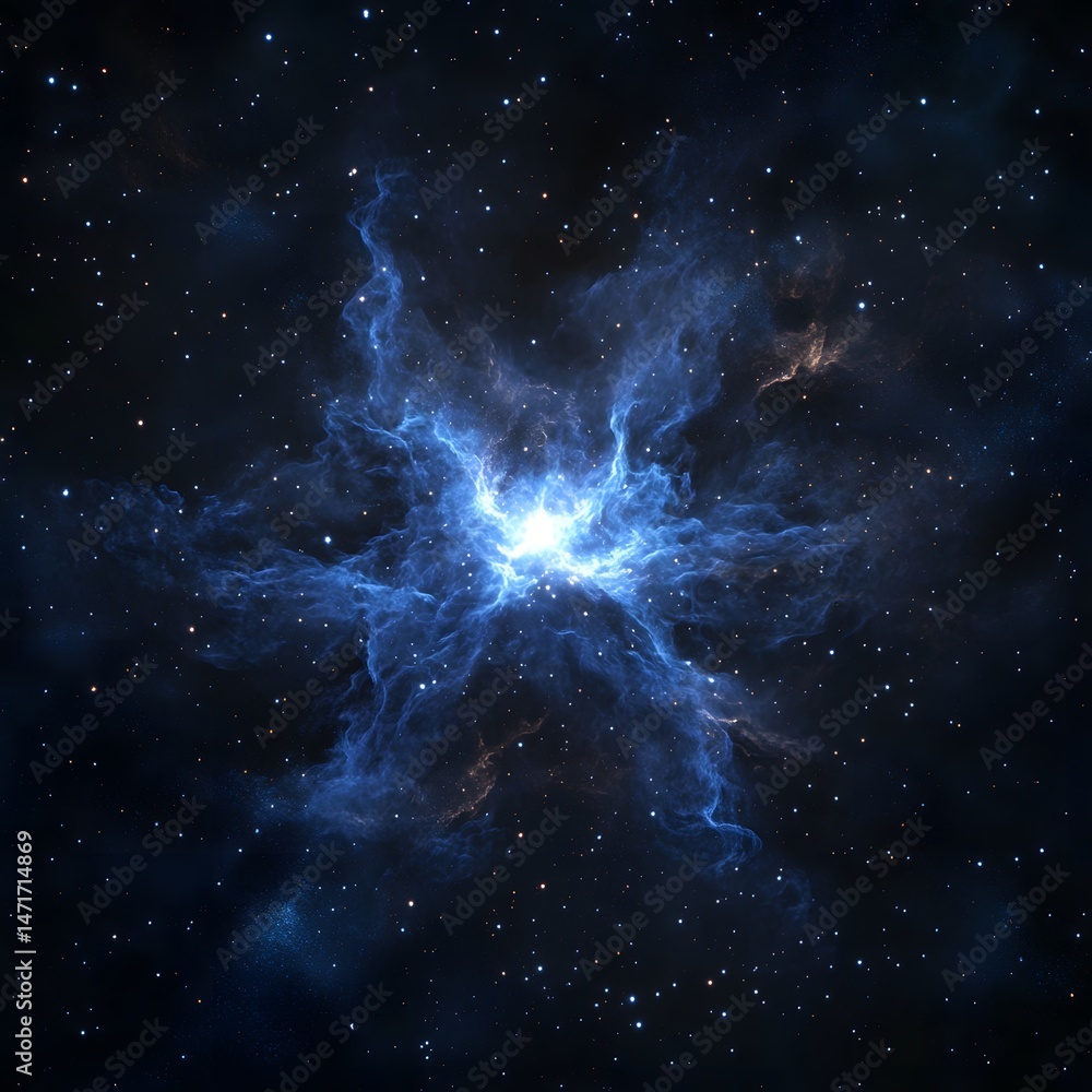 Poster a celestial nebula, awash in cosmic light, forms a mesmerizing pattern of color and light, inviting 
