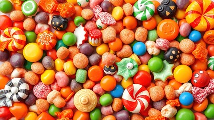 Fototapeta premium Halloween Candy Selection: Spooky Sweets for Fall Festivities