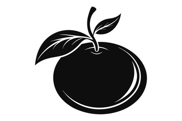Monochrome apple artfully shows clean outlines with a delicate stem and two leaves