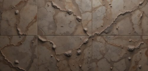Rough Eroded Stone Tile Texture Close Up Pattern For Backgrounds And Design Elements Showing Natural Wear And Damage With Organic Feel And Earthy Color