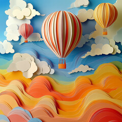 Fototapeta premium hot air balloon festival paper art. generative AI