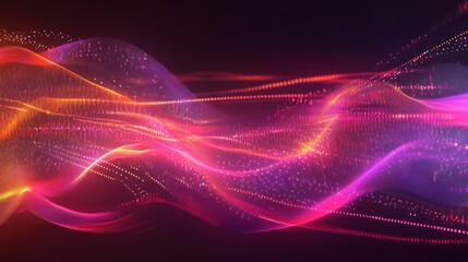 Fototapeta premium Abstract vibrant glowing wavy lines of particles.