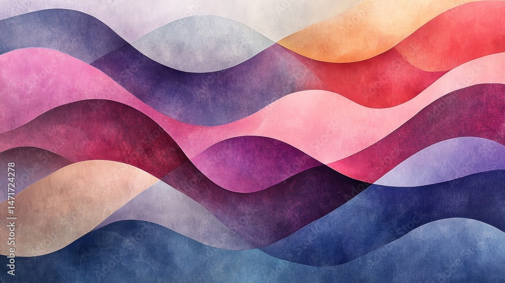 Poster Abstract wavy shapes in a spectrum of soft colors.
