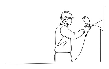 Fototapeta premium spray painter working with paint gun vector