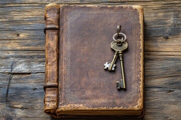 Antique book with keys