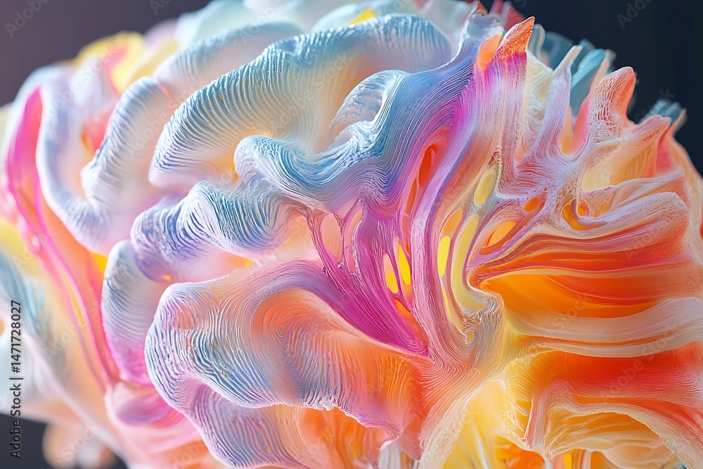 Poster detailed 3d rendering of the human brain, highlighting its different lobes, cortex, and subcortical 