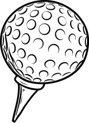 Vintage Etching Style Golf Ball Vector Illustration - Hand Drawn Black and White Golf Ball Sketch for Posters and Prints