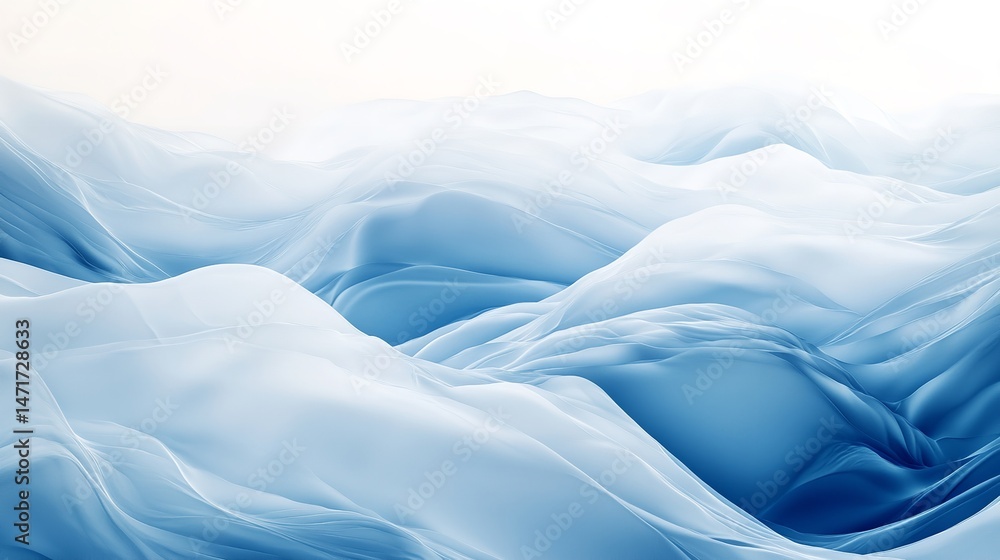 Poster serene blue waves abstract artwork flowing fabric background smooth curve pattern wavy texture moder