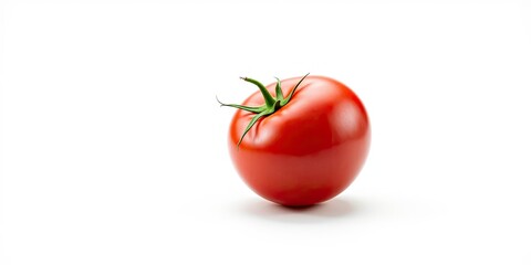 Single Red Tomato on White Background, Studio Shot