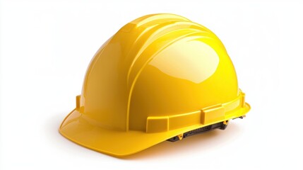 Fototapeta premium A yellow construction helmet with a white background