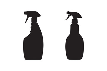 Set Of Hygiene and Disinfection Spray Bottle Silhouette for Cleaning Graphics