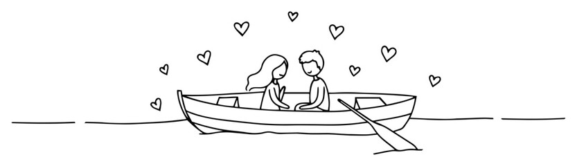 couple in boat romantic vector