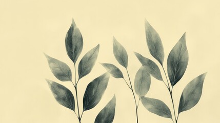 Abstract leaves on cream background