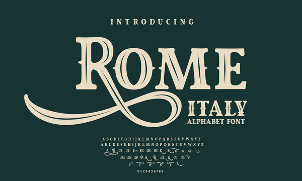 font alphabet Vintage rome italy Victorian typeface decorative Font