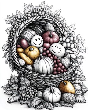 recommend clip art: Abundant harvest cornucopia