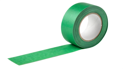 green adhesive paper tape isolated on white background, PNG