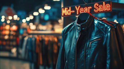 Mid-Year Leather Jacket Sale at Night