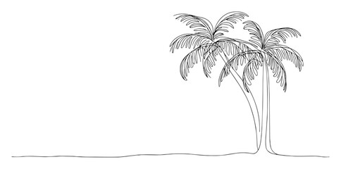 tropical palm tree vector in line art style © Luka