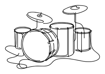 drum set vector in one line minimalist style