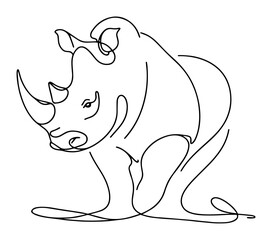 stylized vector of a rhinoceros in continuous line art, bold and abstract wildlife sketch