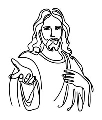 christian line art of jesus vector