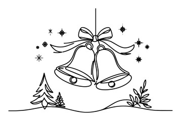 christmas bells vector in line art
