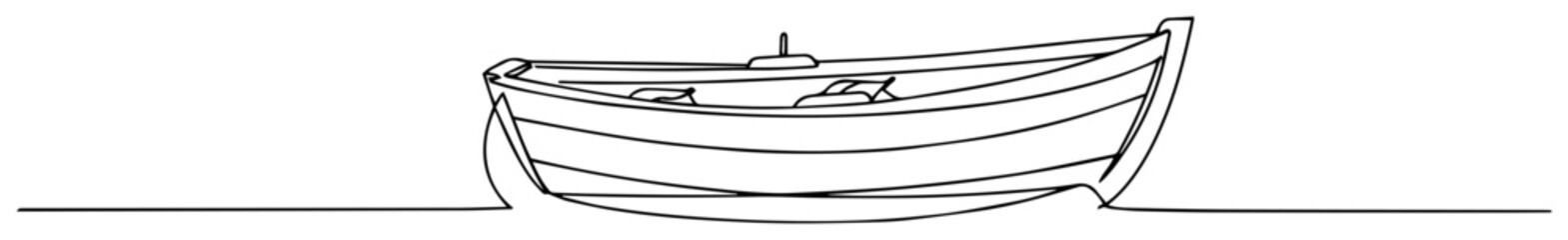 minimal vector illustration of a boat in continuous line art style