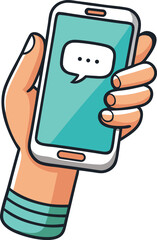 Casual Boy Holding Smartphone and Chatting Perfect for Youth Technology