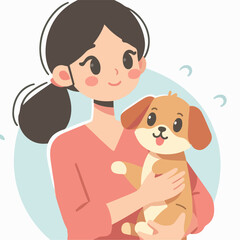 illustration of a person carrying a pet dog