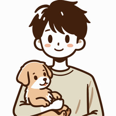 Obraz premium illustration of a person carrying a pet dog