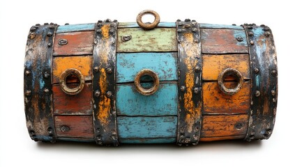 Colorful antique wooden barrel