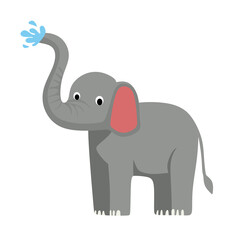 Obraz premium cute elephant spraying water from trunk