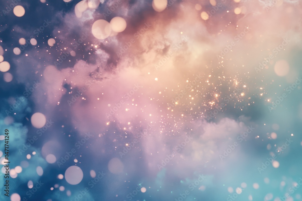 Aufkleber abstract dreamscape blending soft pastel colors, bokeh lights, and delicate sparkling particles, cre