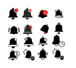 Notification Bell Icon Set – Vector Alarm, Inbox Message, and Alert Symbols for Apps & Smart Devices