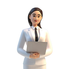 3D vector illustration of a woman with laptop