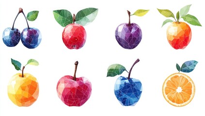 Fototapeta premium Colorful polygon fruit illustration
