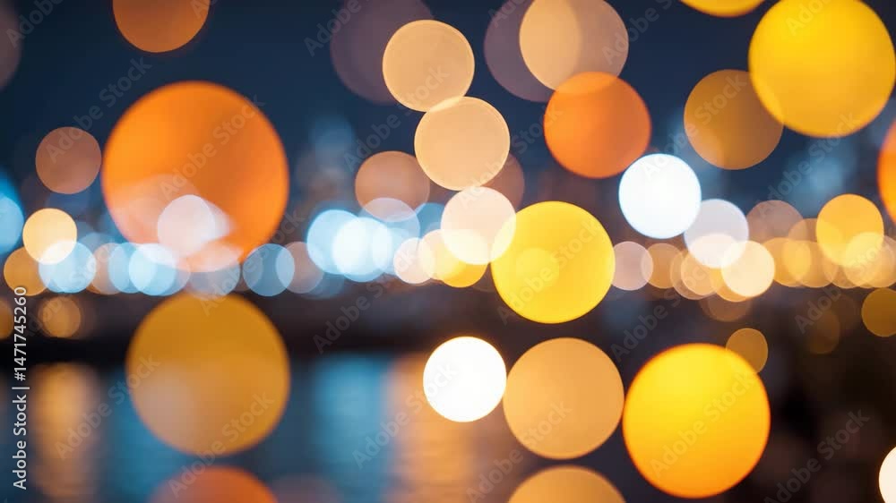 Poster blurred colorful lights create an intriguing abstract design with warm colored circles.