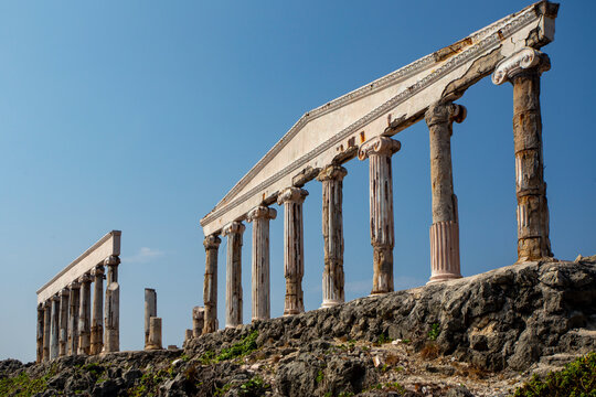 Batangas, Philippines - &lrm;&lrm;&lrm;&lrm;&lrm;&lrm;&lrm;April 24, 2017 : The Greek Pillars Of Acropolis In Fortune Island, Philippines.