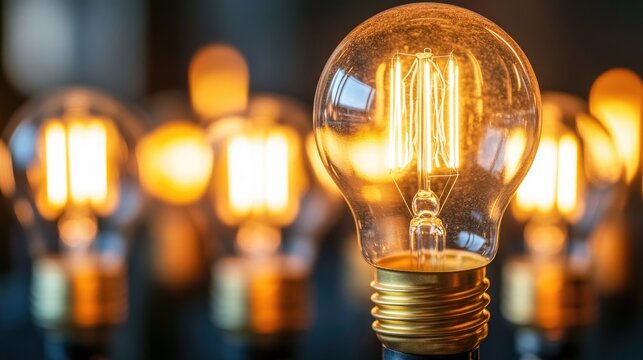 Warm glowing vintage light bulbs