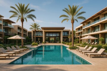 Fototapeta premium Luxurious resort poolside oasis.