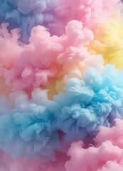Fototapeta premium Fuzzy pink blue yellow ombre, abstract cotton candy texture, design, digital, whimsical
