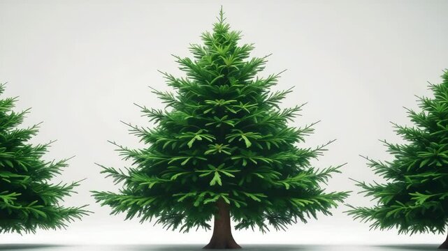 Close-up of a green pine tree isolated on a white background.