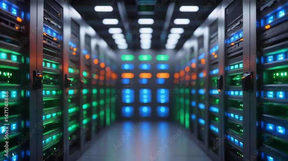 Aufkleber data center, server room. business concept involving web internet, network telecommunication technol
