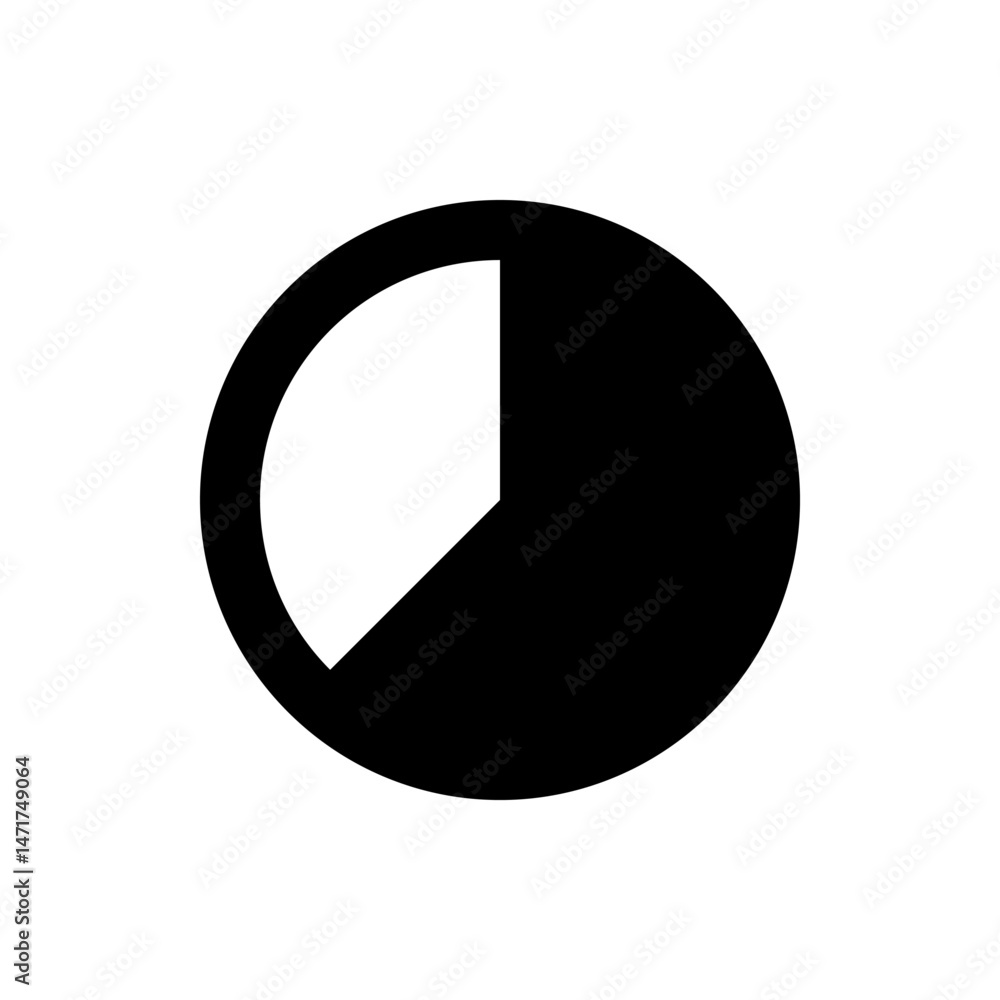 Poster a graphic representation of a black circle with a white segment removed showing a partial shape desi